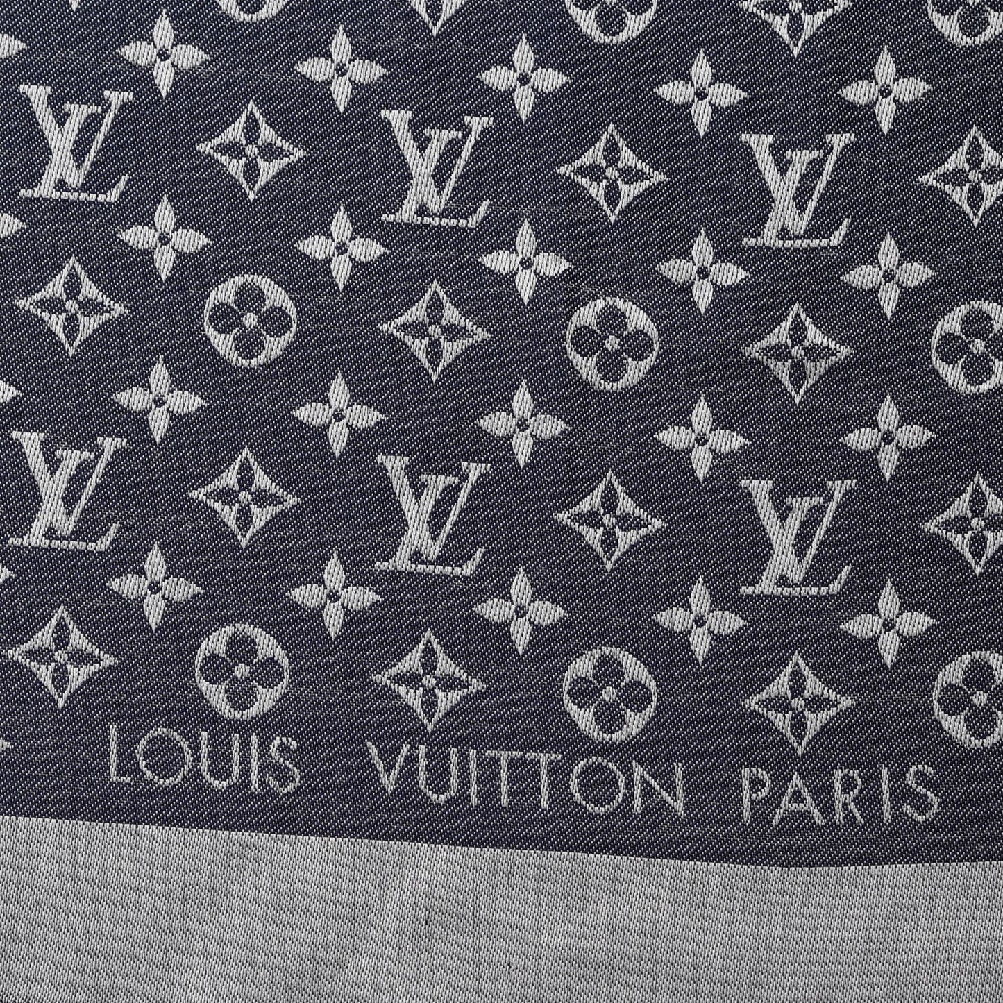 Silk Wool Monogram Denim Shawl Blue