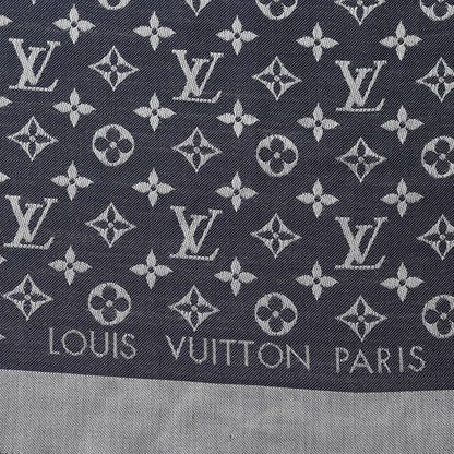 Louis Vuitton Silk Wool Monogram Denim Shawl Blue 3 of 4