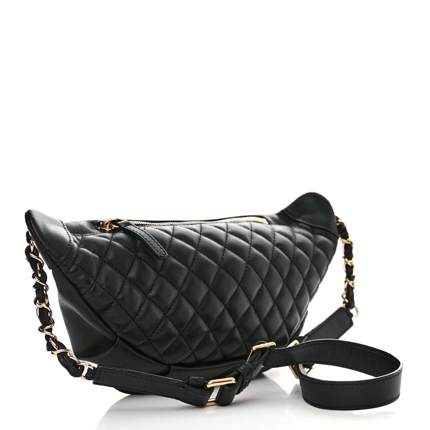 Chanel Lambskin Quilted Waist Bag Fanny Pack Black 3 of 14