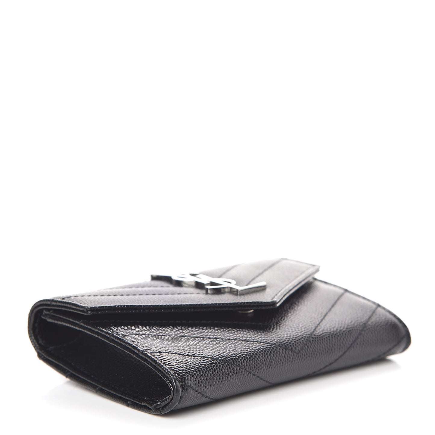 Grain De Poudre Matelasse Chevron Small Monogram Envelope Wallet Black