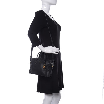 Alexander McQueen Pebbled Calfskin Mini Skull Padlock Zip Around Tote Black 2 of 9