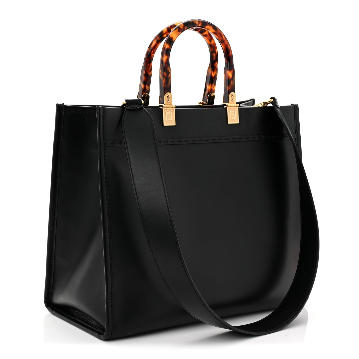 Vitello King Plexiglass Medium Fendi Sunshine Shopper Tote Black