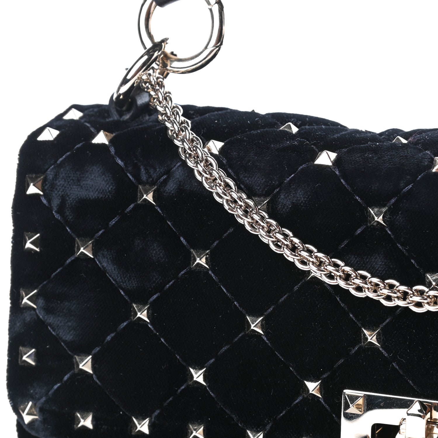 Valentino Garavani Velvet Medium Rockstud Spike Shoulder Bag Black 5 of 5