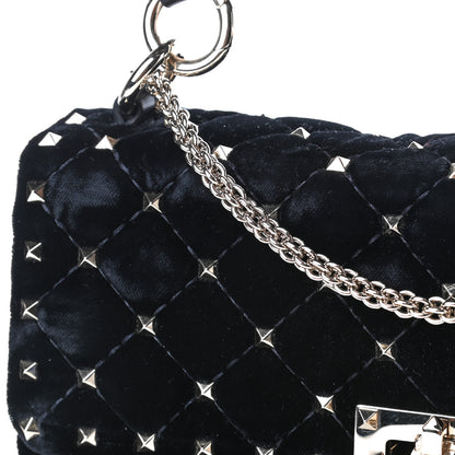 Valentino Garavani Velvet Medium Rockstud Spike Shoulder Bag Black 5 of 5