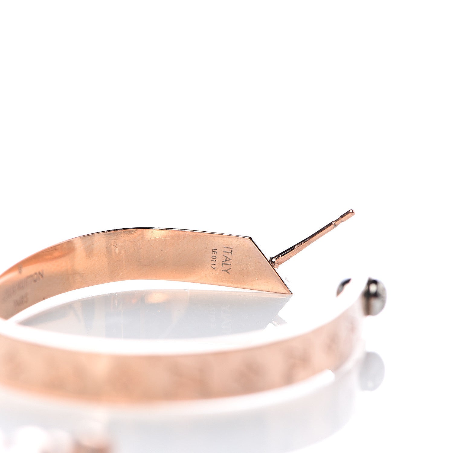 Louis Vuitton Nanogram Hoop Earrings Pink Gold 4 of 5