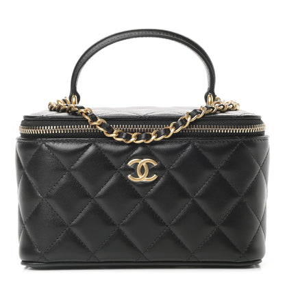 Chanel Lambskin Quilted Small Top Handle Vanity Case With Chain Black 1 of 11