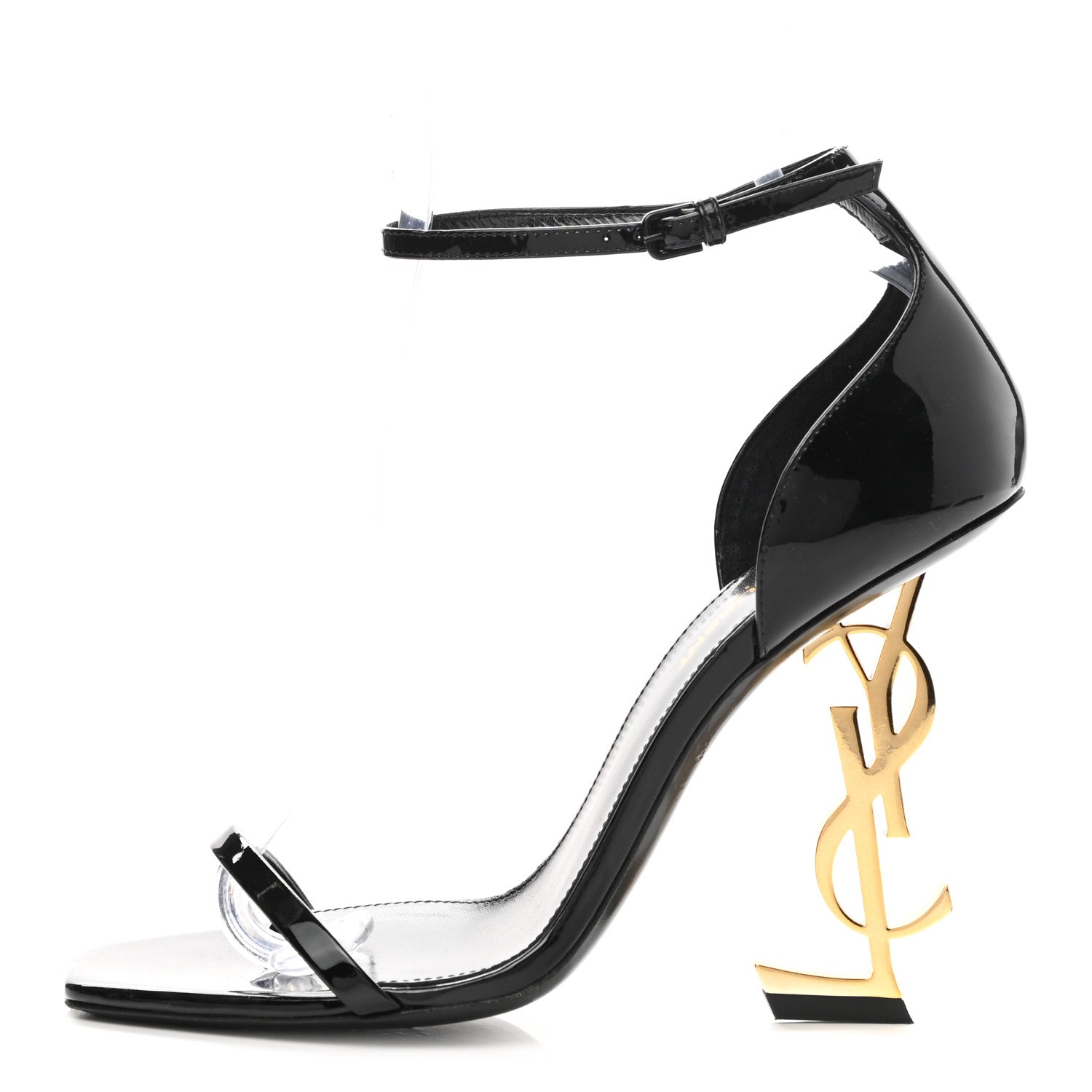 Saint Laurent Patent Calfskin Opyum Sandals 38 Black 1 of 7