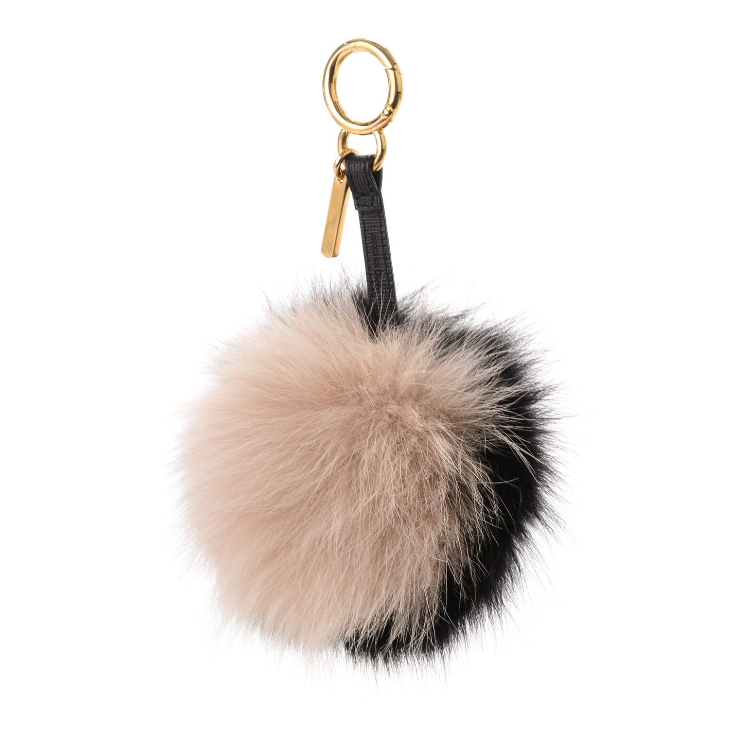Fendi Fox Fur Pom Pom Bag Charm Black White 1 of 4