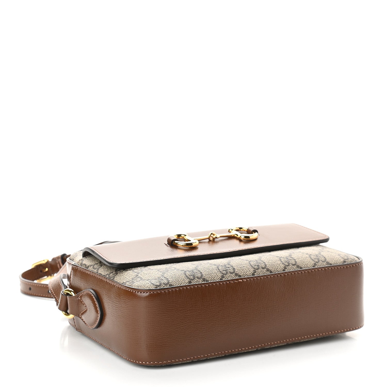 Gucci GG Supreme Monogram Small Horsebit 1955 Shoulder Bag Beige Brown Sugar 4 of 9