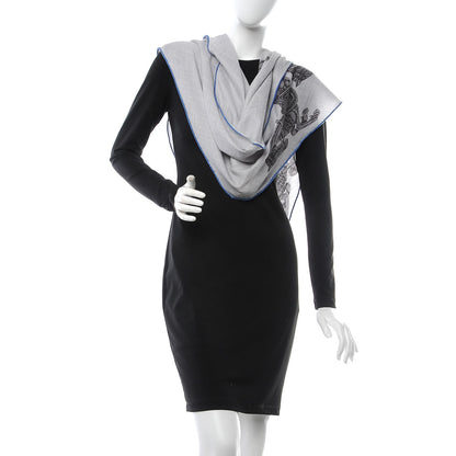 Hermes Cashmere Silk Cheval Losange Shawl GM Gris Clair Anthracite 2 of 5