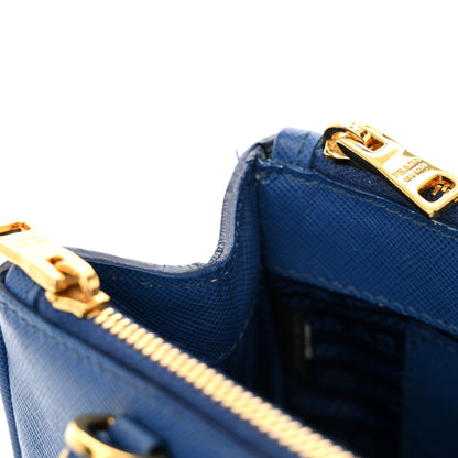 Prada Saffiano Lux Micro Galleria Double Zip Tote Azzurro 11 of 14