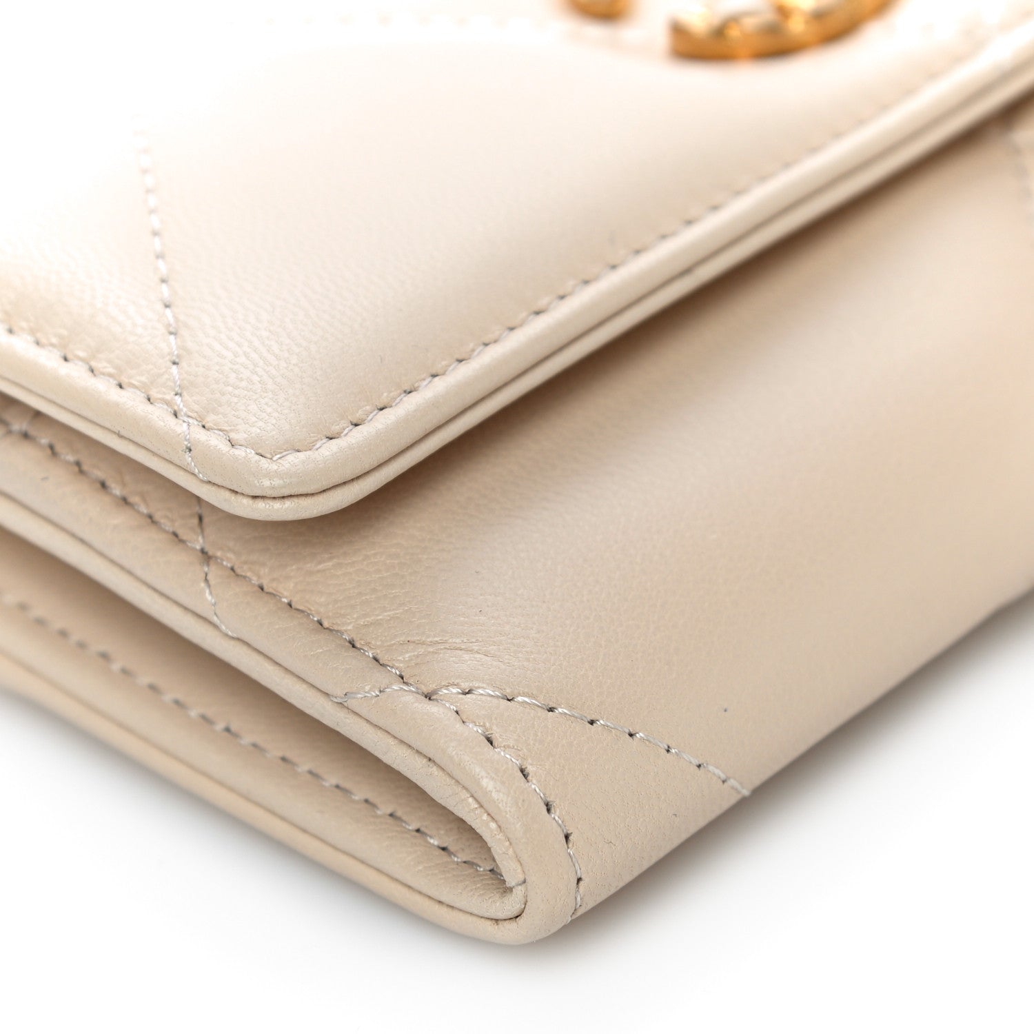 Chanel Shiny Goatskin Quilted Chanel 19 Flap Wallet Beige 9 of 11