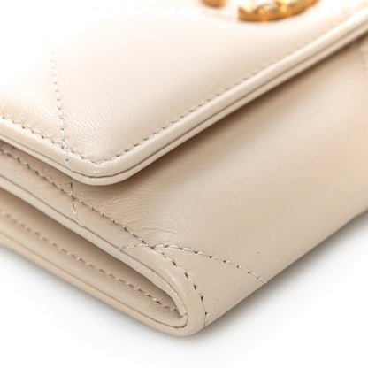 Chanel Shiny Goatskin Quilted Chanel 19 Flap Wallet Beige 9 of 11