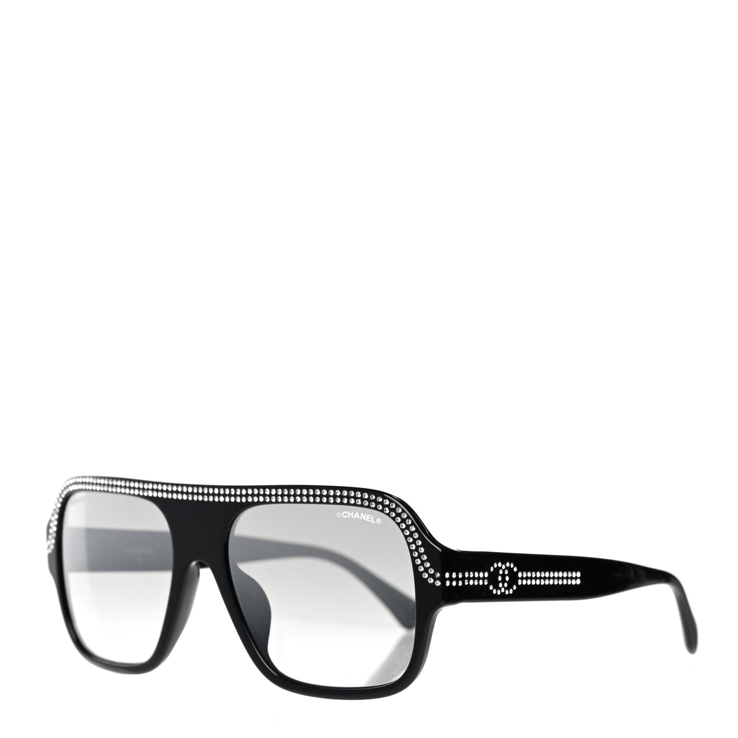 Crystal CC Shield Sunglasses 71432A Black Silver