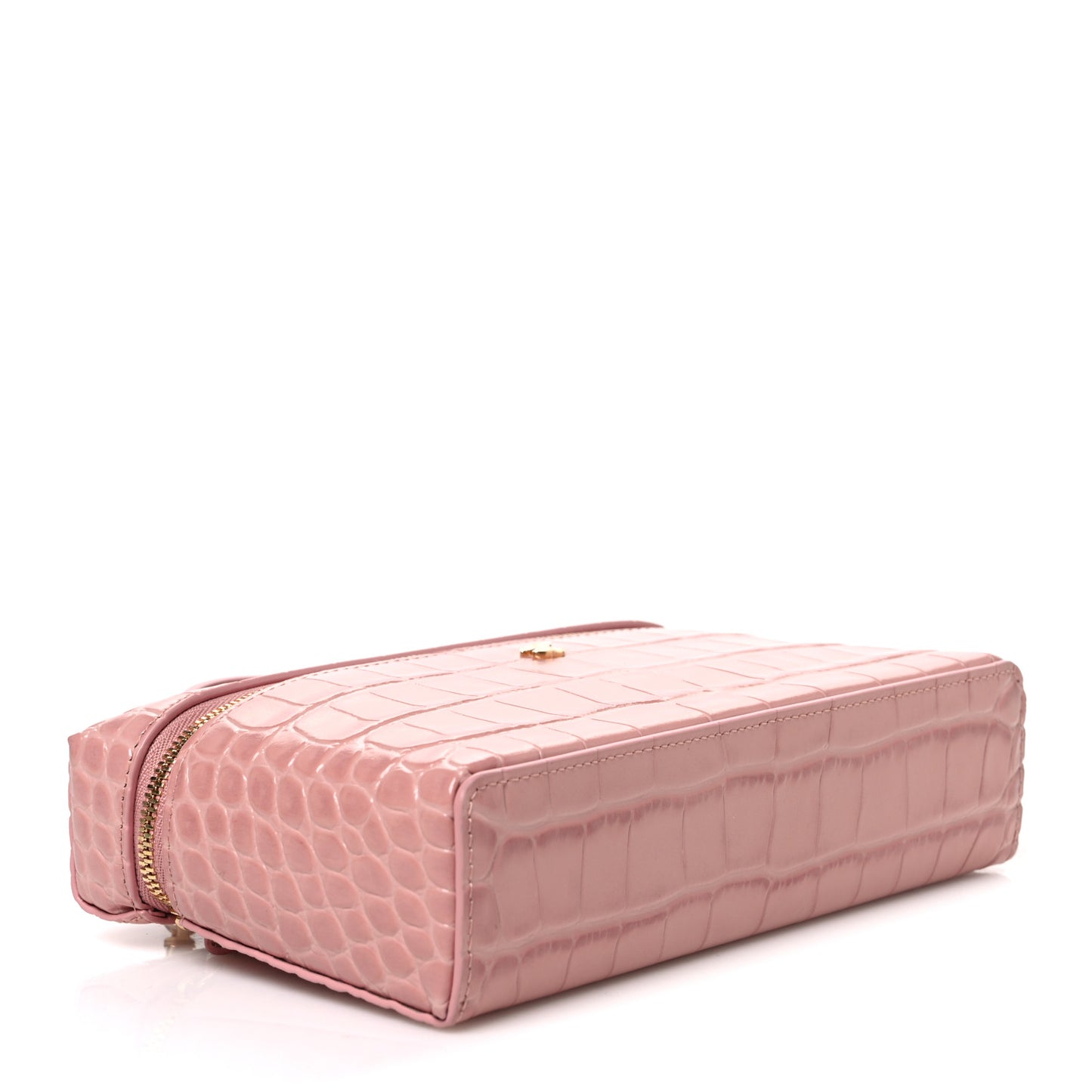 Calfskin Crocodile Embossed Crococo Exoticoco Vanity With Chain Light Pink