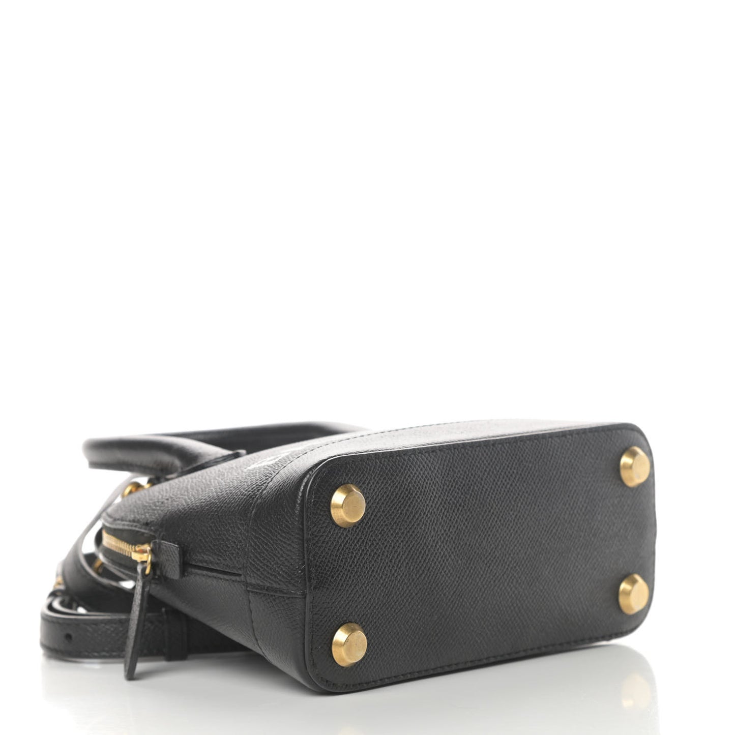 Signature Grained Calfskin XXS Ville Top Handle Bag Black White