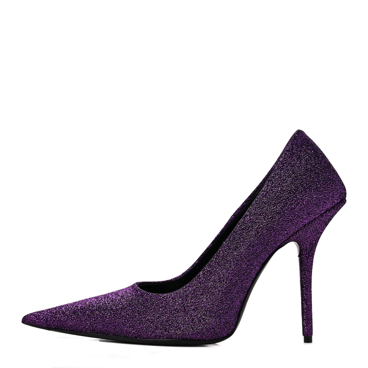 Shiny Fabric Square Knife 110mm Pumps 41 Purple