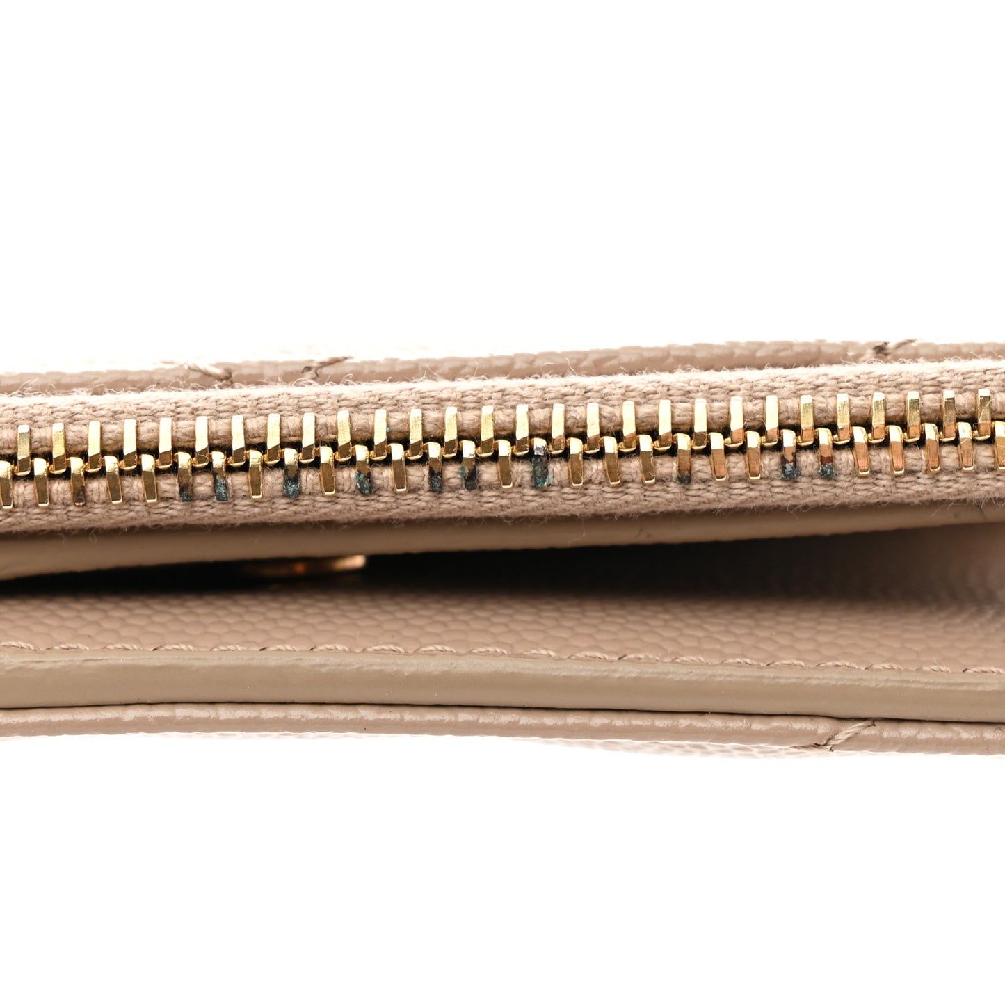 Grain De Poudre Matelasse Chevron Monogram Zipped Two-Part Wallet Dark Beige