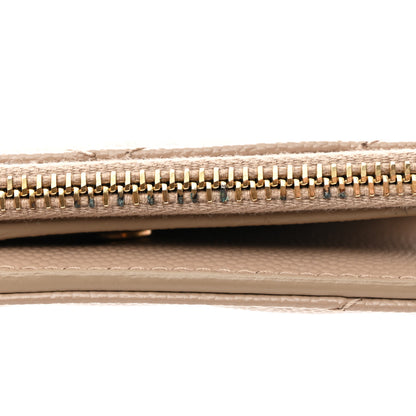 Saint Laurent Grain De Poudre Matelasse Chevron Monogram Zipped Two-Part Wallet Dark Beige 8 of 10