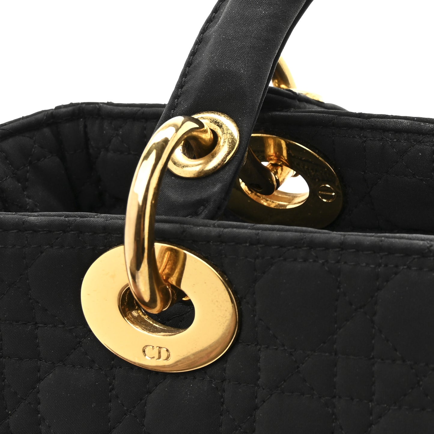 Nylon Cannage Medium Lady Dior Black