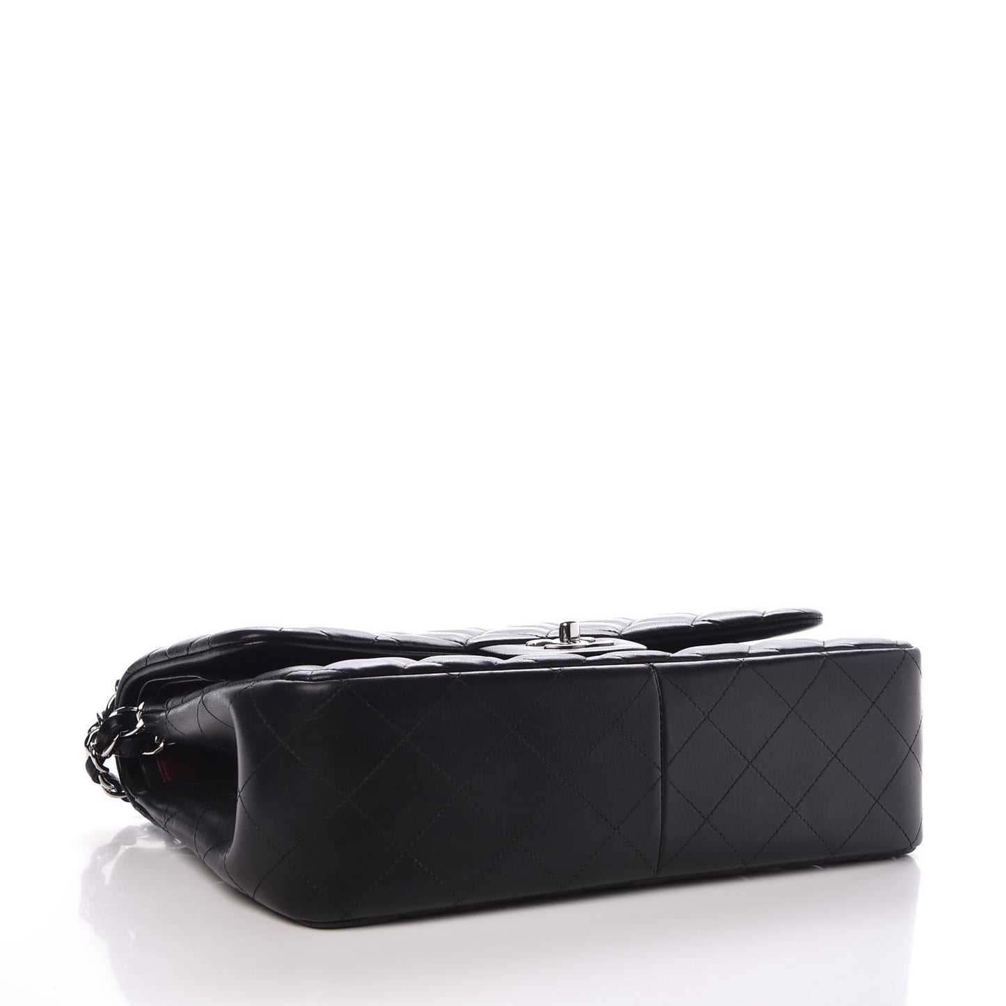 Lambskin Quilted Jumbo Double Flap Black