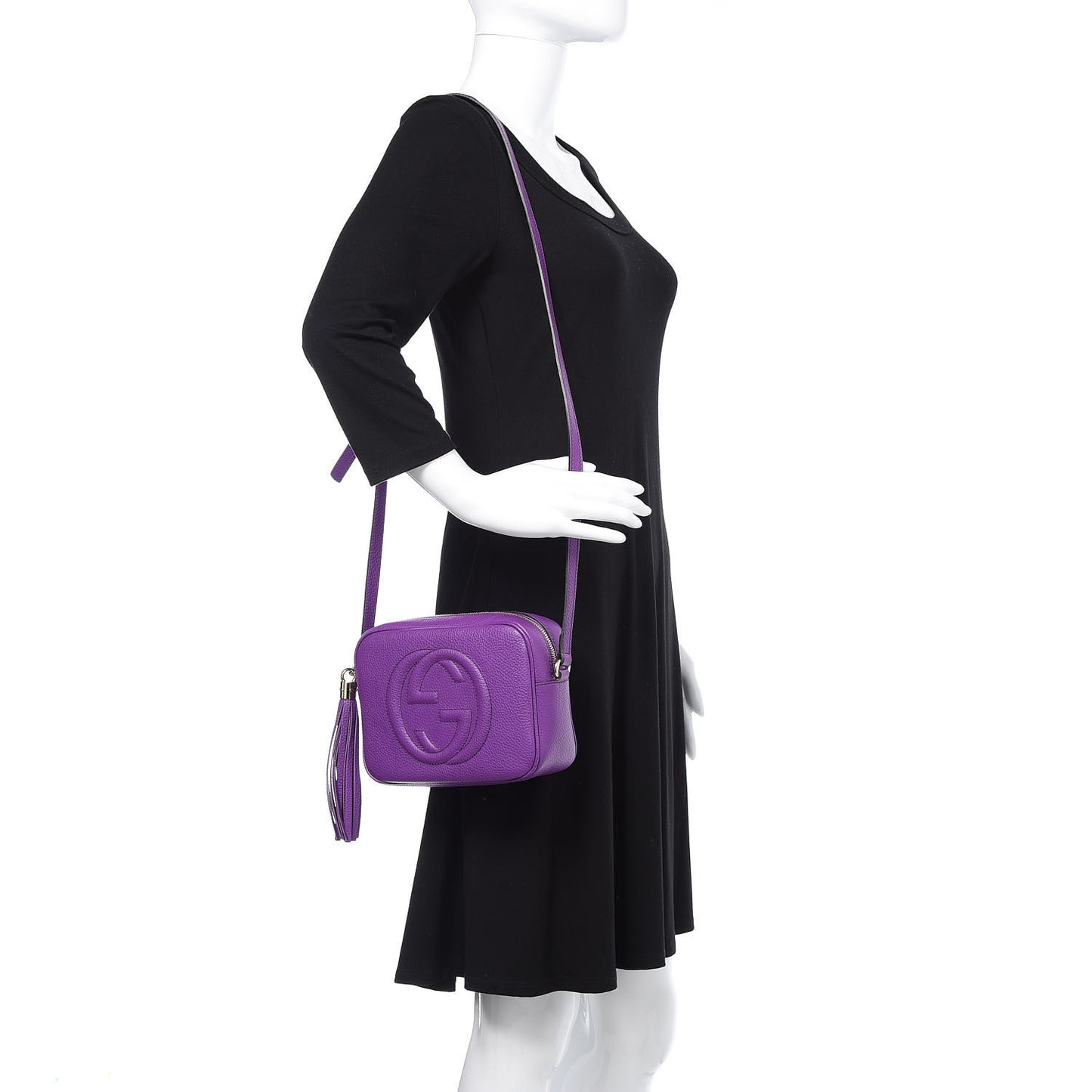 Pebbled Calfskin Small Soho Disco Bag Shine Purple