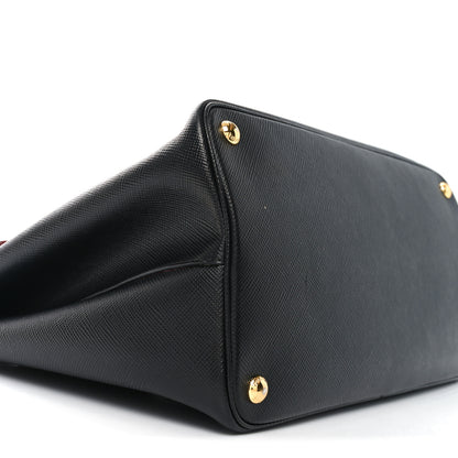 Prada Saffiano Cuir Large Double Bag Black Fuoco 8 of 9