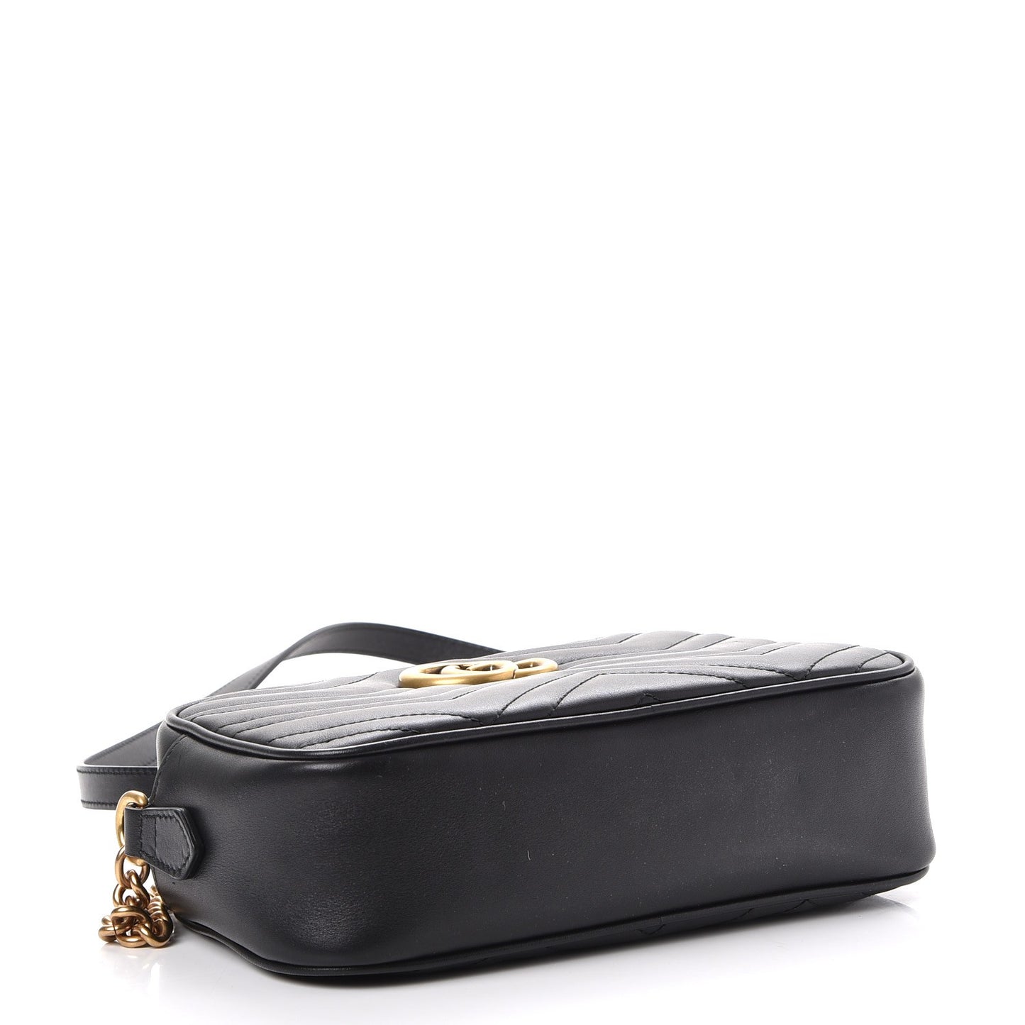 Calfskin Matelasse Small GG Marmont Chain Shoulder Bag Black
