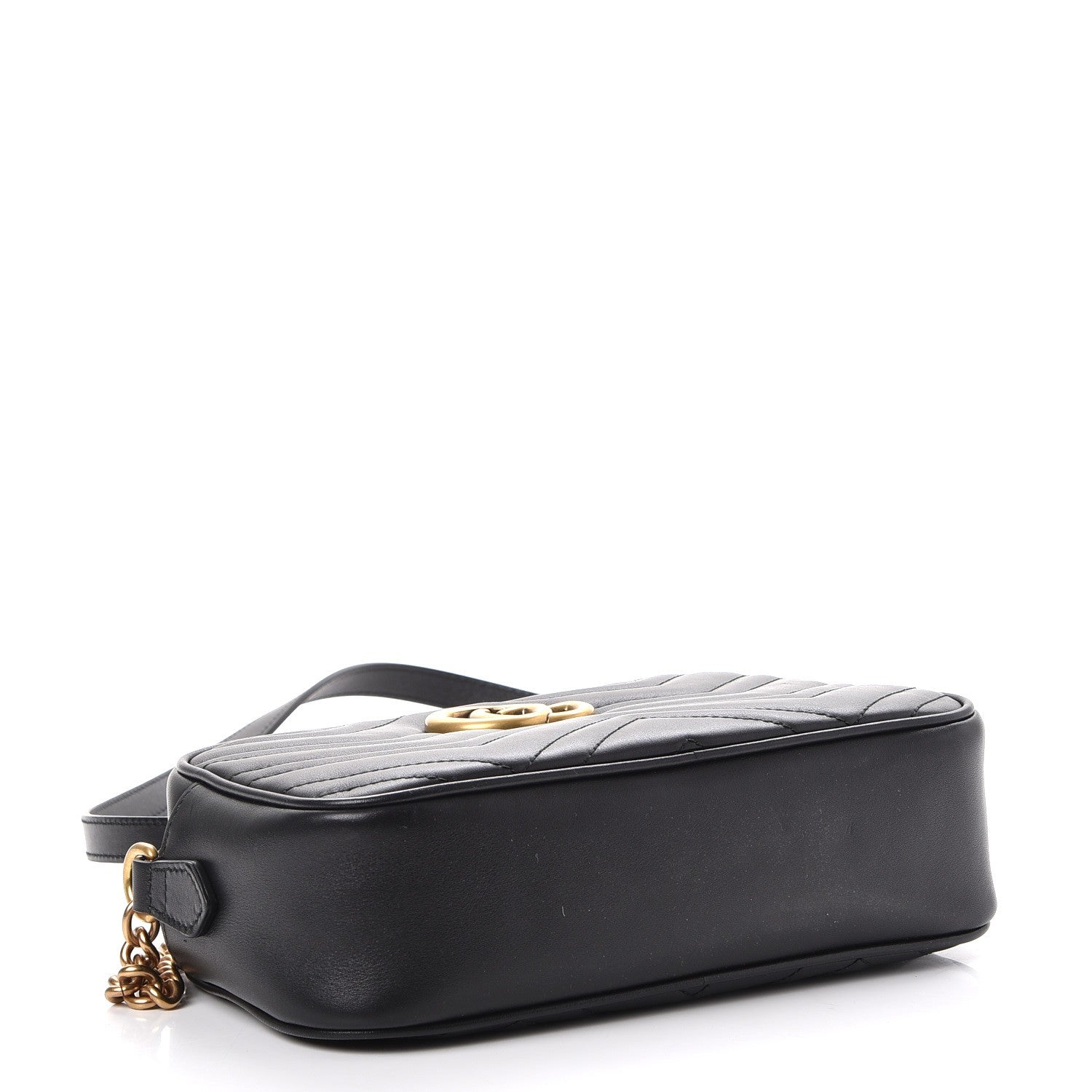 Gucci Calfskin Matelasse Small GG Marmont Chain Shoulder Bag Black 4 of 8