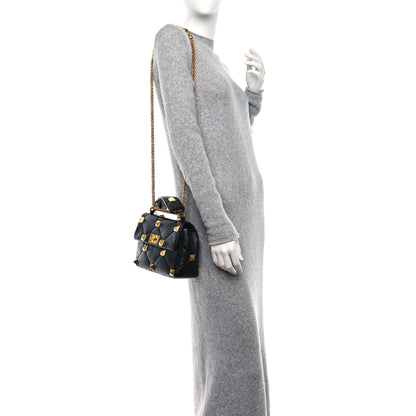 Valentino Garavani VALENTINO GARAVANI Nappa Medium Roman Stud Shoulder Bag Black 2 of 8