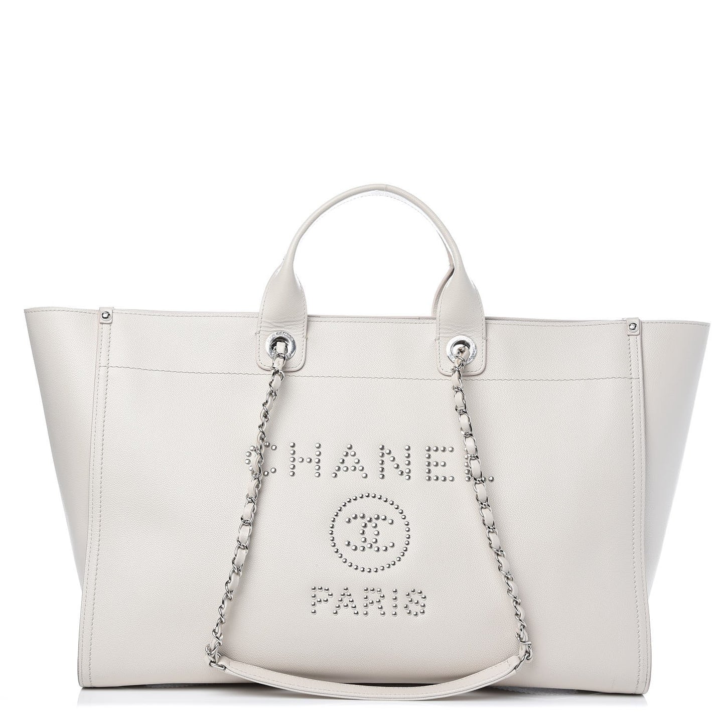 Caviar Extra Large Studded Deauville Tote Ivory