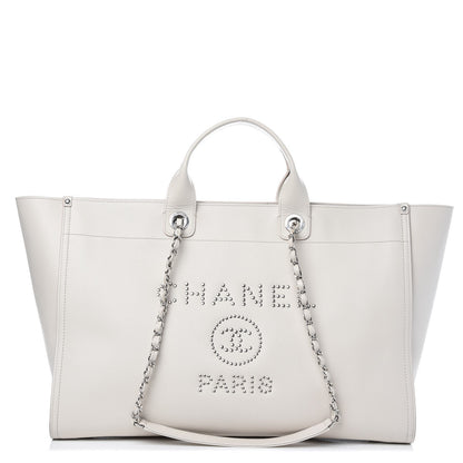 Chanel Caviar Extra Large Studded Deauville Tote Ivory 1 of 12