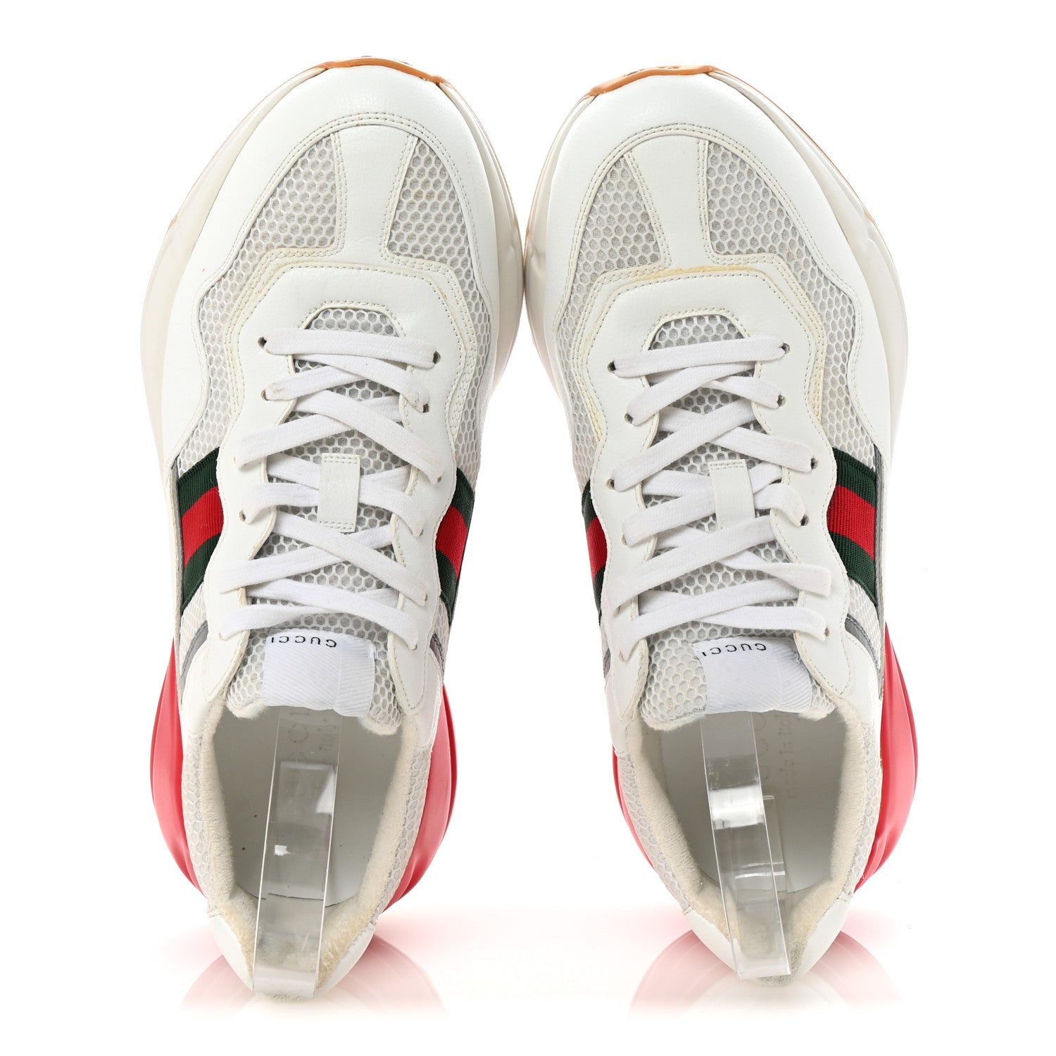 Gucci Lavaredo Eco Fabric Mesh Web Mens Rhyton Reflective Sneakers 10.5 Great White Water Rose Silver 2 of 9
