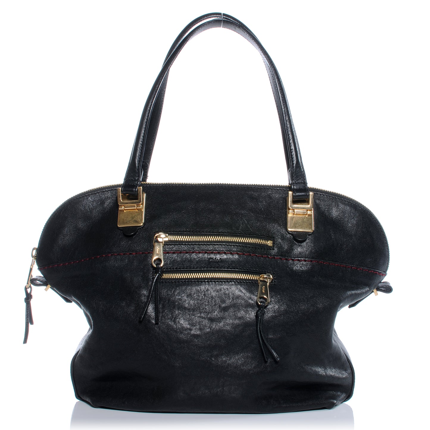 Leather Medium Angie Shoulder Bag Black