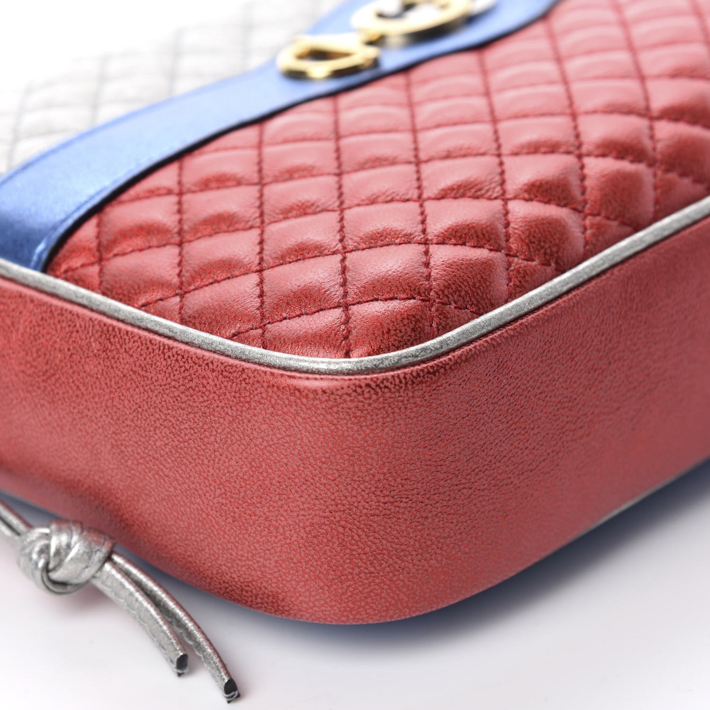 Laminated Nappa Trapuntata Small Zumi Shoulder Bag Rosso Marine Argento