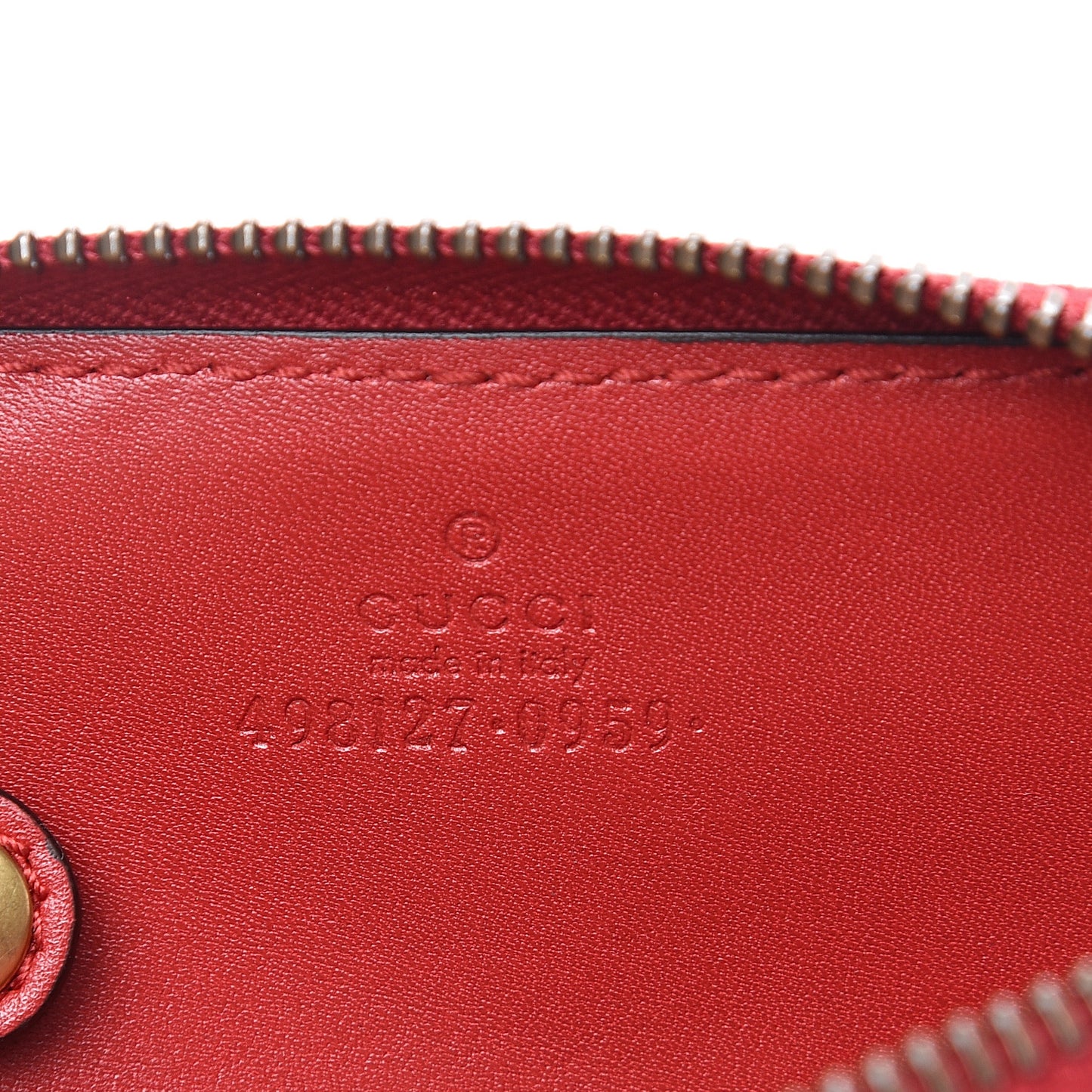 Calfskin Matelasse GG Marmont Zip Around Key Case Hibiscus Red
