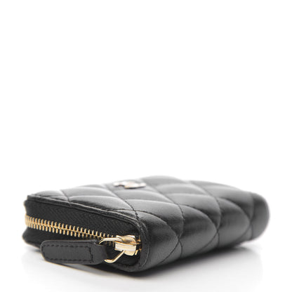 Chanel Lambskin Quilted Zip Card Holder Black 3 of 7