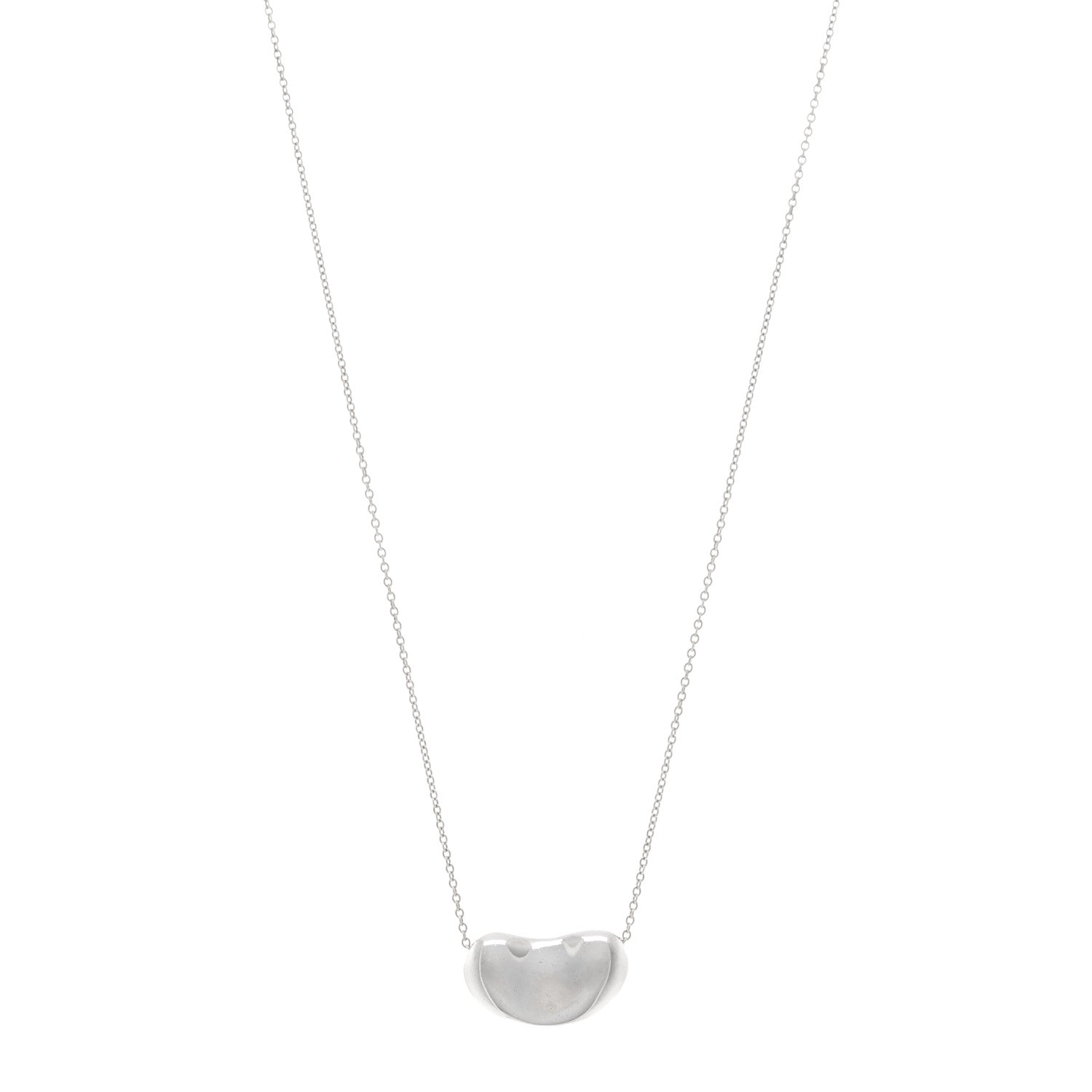 Tiffany Sterling Silver 19mm Elsa Peretti Bean Pendant Necklace 1 of 5
