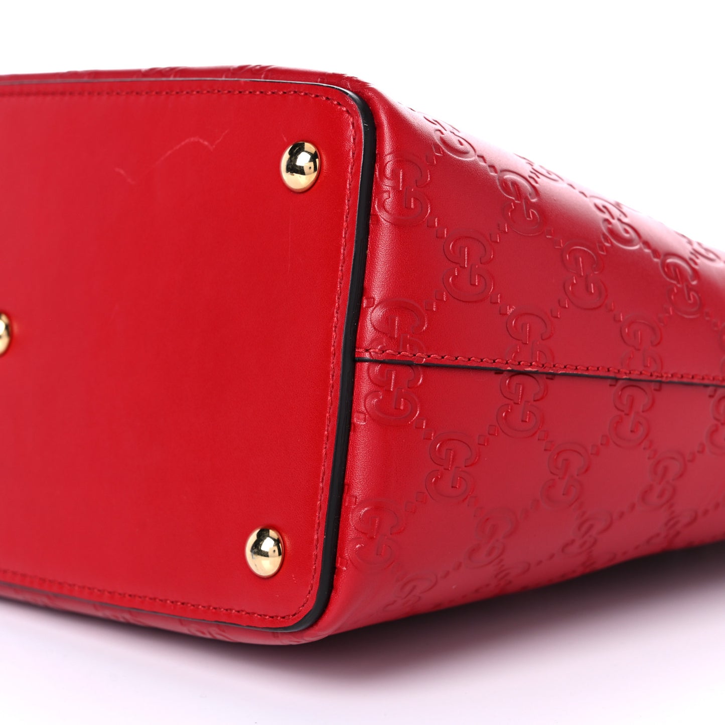 Guccissima Small Zippered Bucket Tote Hibiscus Red