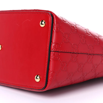 Gucci Guccissima Small Zippered Bucket Tote Hibiscus Red 10 of 20