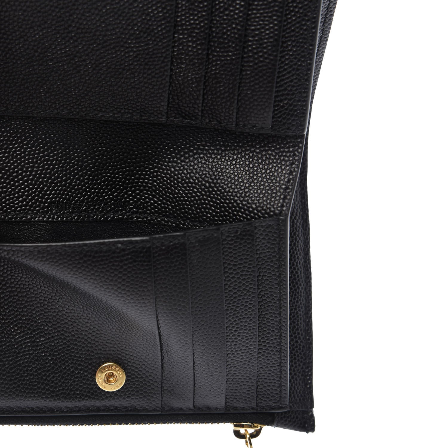 Saint Laurent Grain De Poudre Matelasse Chevron Monogram Zipped Two-Part Wallet Black 7 of 8