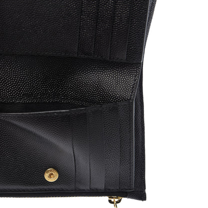 Saint Laurent Grain De Poudre Matelasse Chevron Monogram Zipped Two-Part Wallet Black 7 of 8