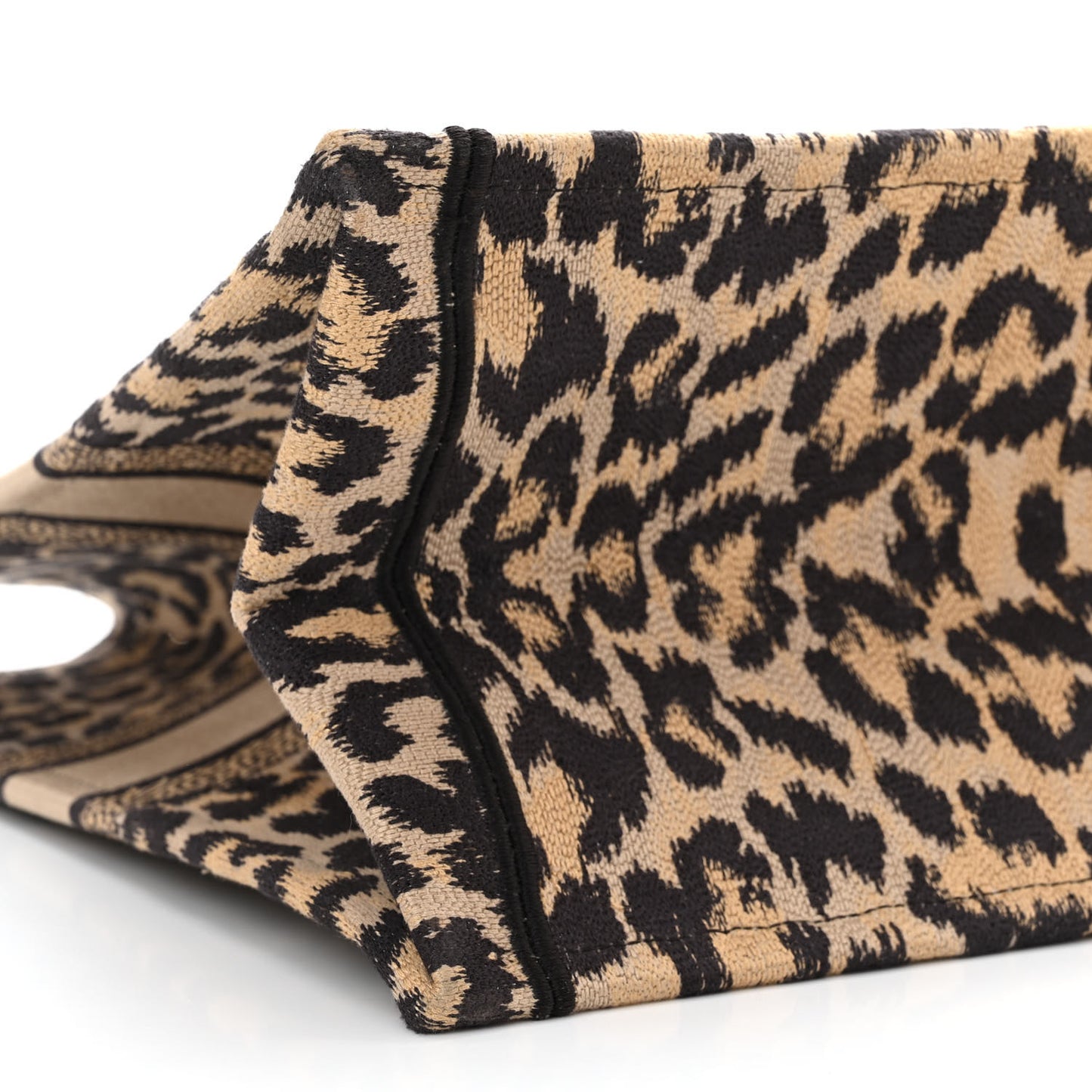 Canvas Mizza Embroidered Large Leopard Book Tote Beige