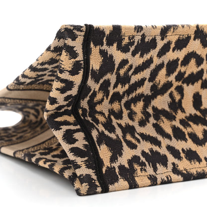 Christian Dior Canvas Mizza Embroidered Large Leopard Book Tote Beige 9 of 11