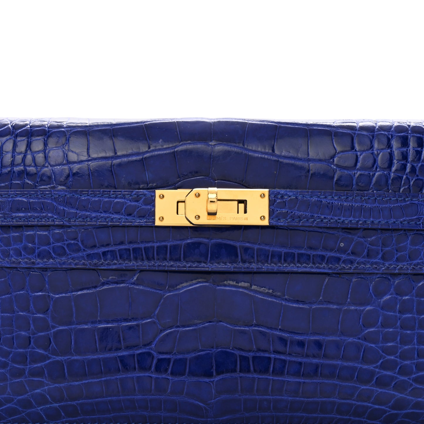 Shiny Alligator Kelly Longue Wallet Bleu Electrique