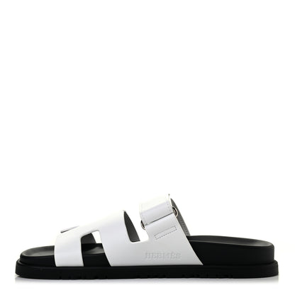 Hermes Calfskin Womens Chypre Sandals 38 White 1 of 7