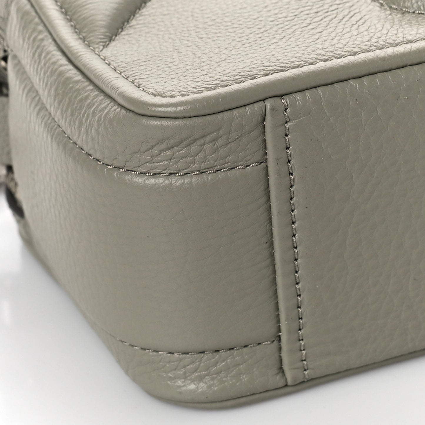 Grained Calfskin Quilted The Moto Shot 21 Bag Silver Sage