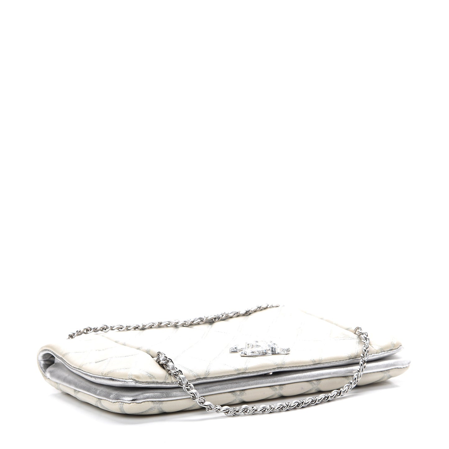 Lambskin Embossed CC Flap Shoulder Bag White