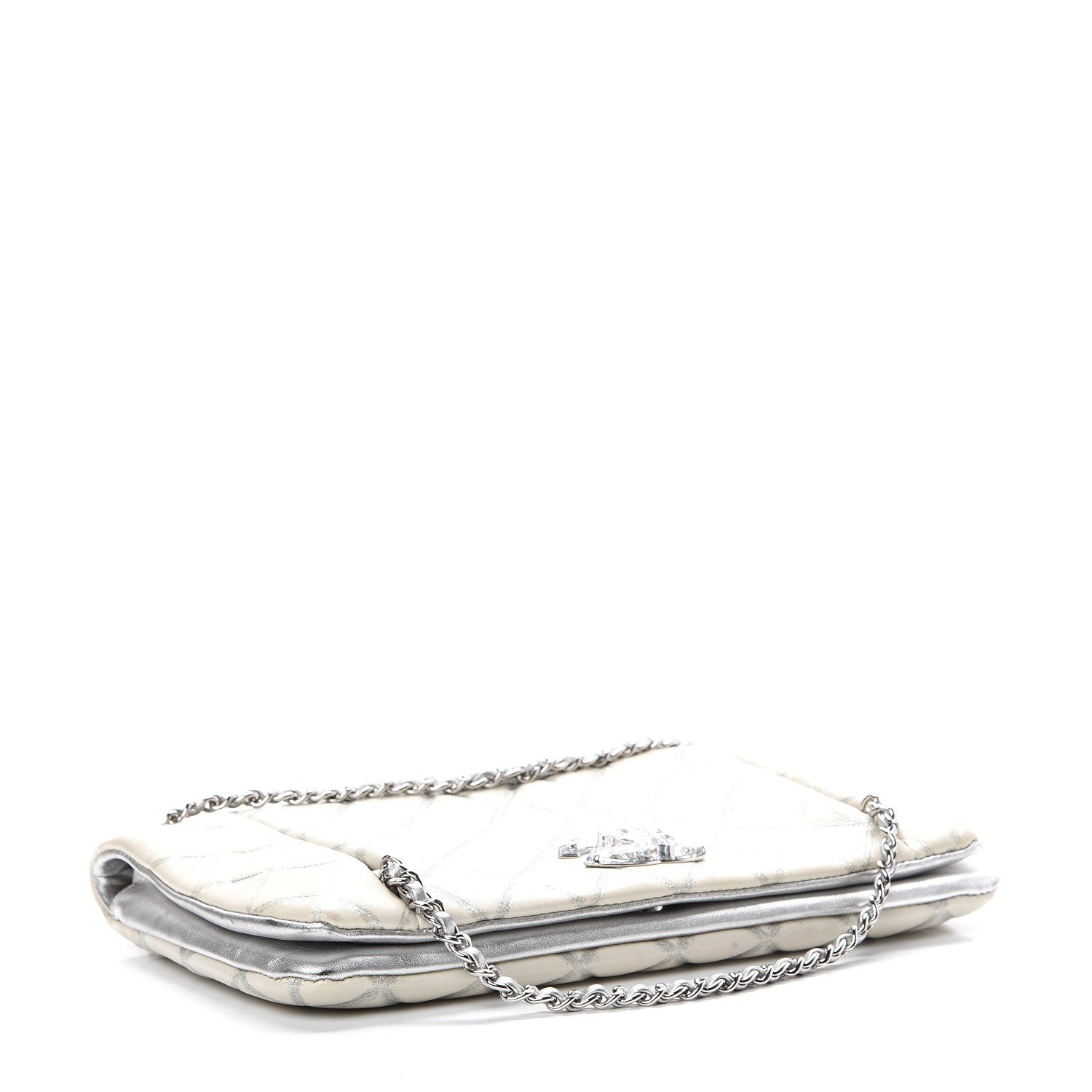 Chanel Lambskin Embossed CC Flap Shoulder Bag White 3 of 13