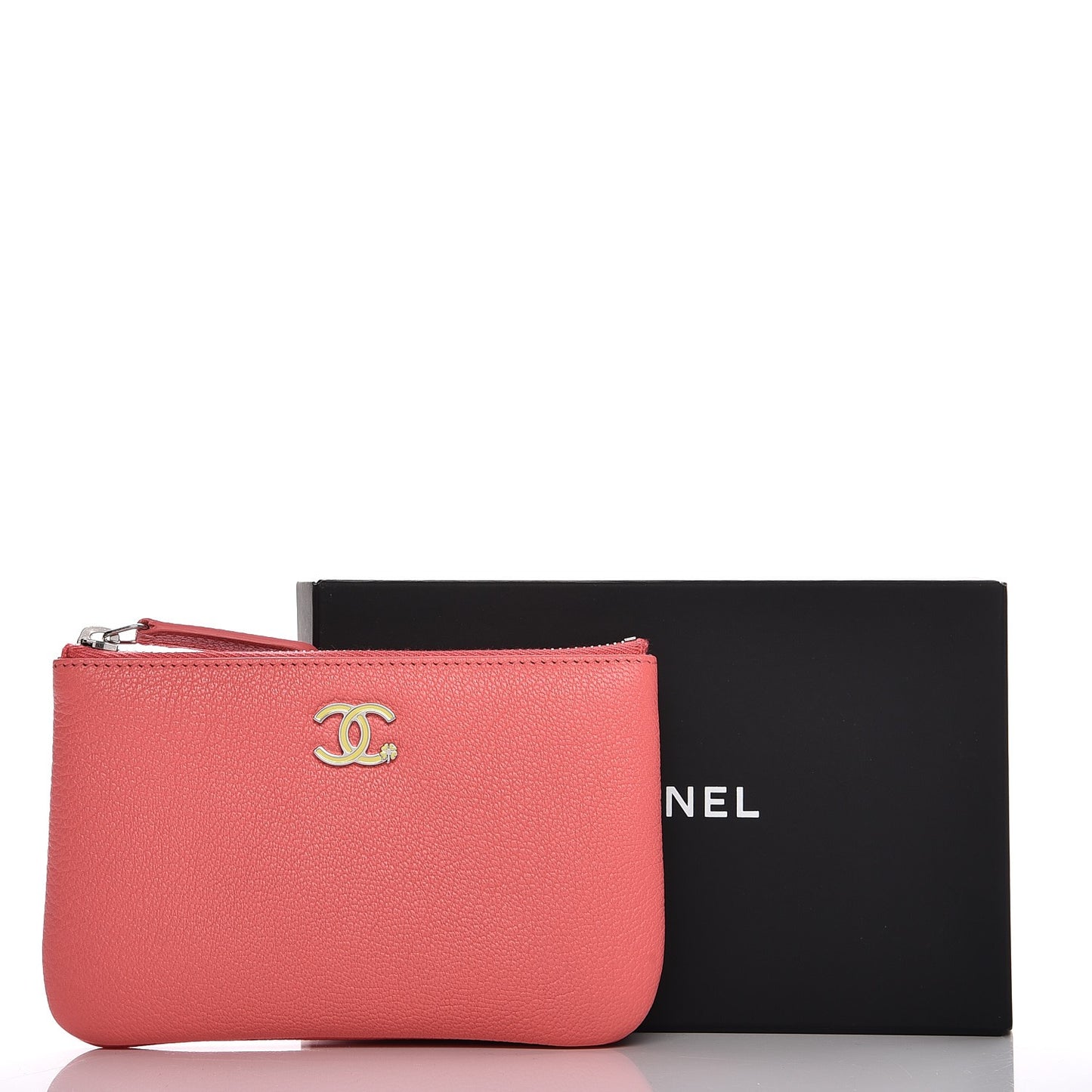 Goatskin Small CC Clover Cosmetic Case Corail
